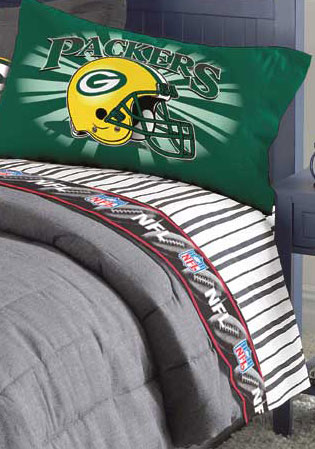 Green Bay Packers Queen Size Pinstripe Sheet Set
