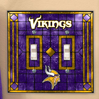 Minnesota Vikings Nfl Art Glass Double Light Switch Plate