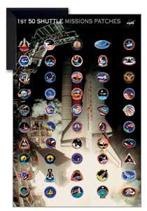 Space Shuttle Launch Patches - Framed Print