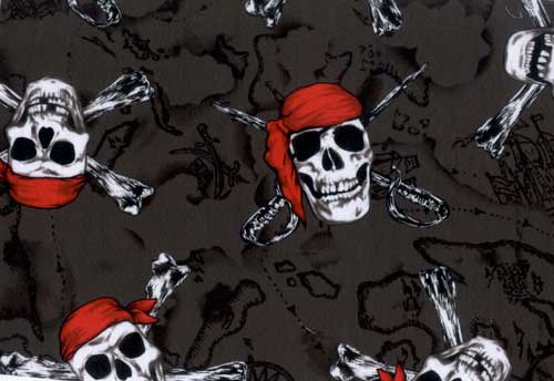 Pirates Black Full Tailored Bed Skirt