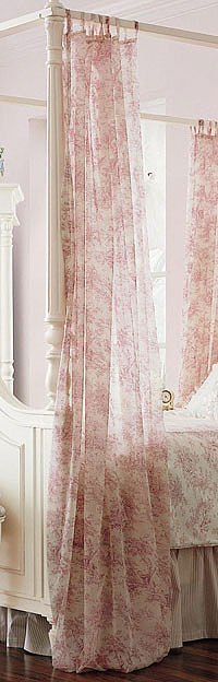 Isabella Pink Sheer Curtain Panels - Toile