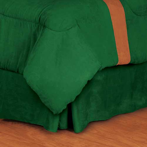 Microsuede Green Pleated Bed Skirt