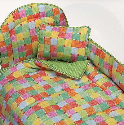 Candy Square Fabric by the Yard - Green Check