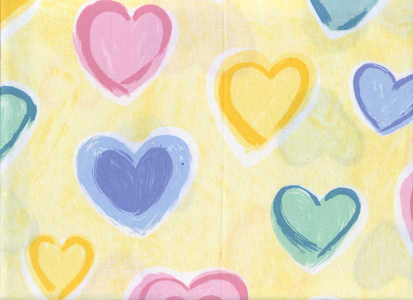 Watercolor Hearts Fabric by the Yard - Yellow Hearts