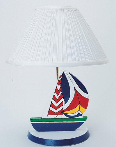 Yacht Club Wooden Handpainted  Spinnaker Lamp