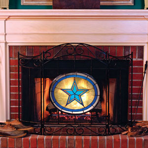 Dallas Cowboys Nfl Stained Glass Fireplace Screen