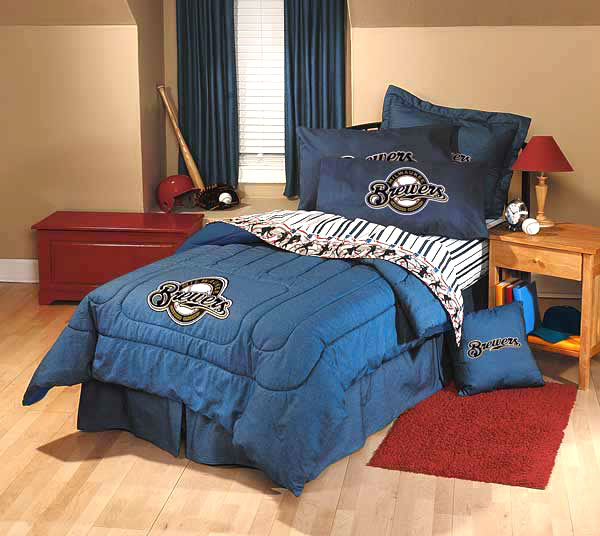 Milwaukee Brewers Twin Size Team Denim Comforter Sheet Set