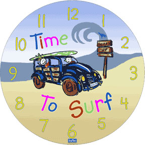 Surfs Up 14" Round Clock