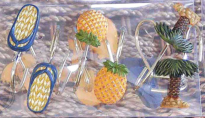 Tropical Flip Flop Pineapple And Palm Tree Shower Curtain