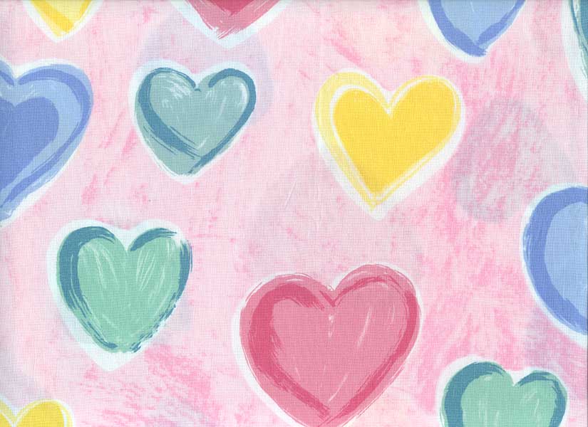 Watercolor Hearts Fabric by the Yard - Pink Hearts