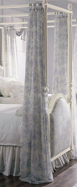 Isabella Toile Sheer Curtain Panels Blue