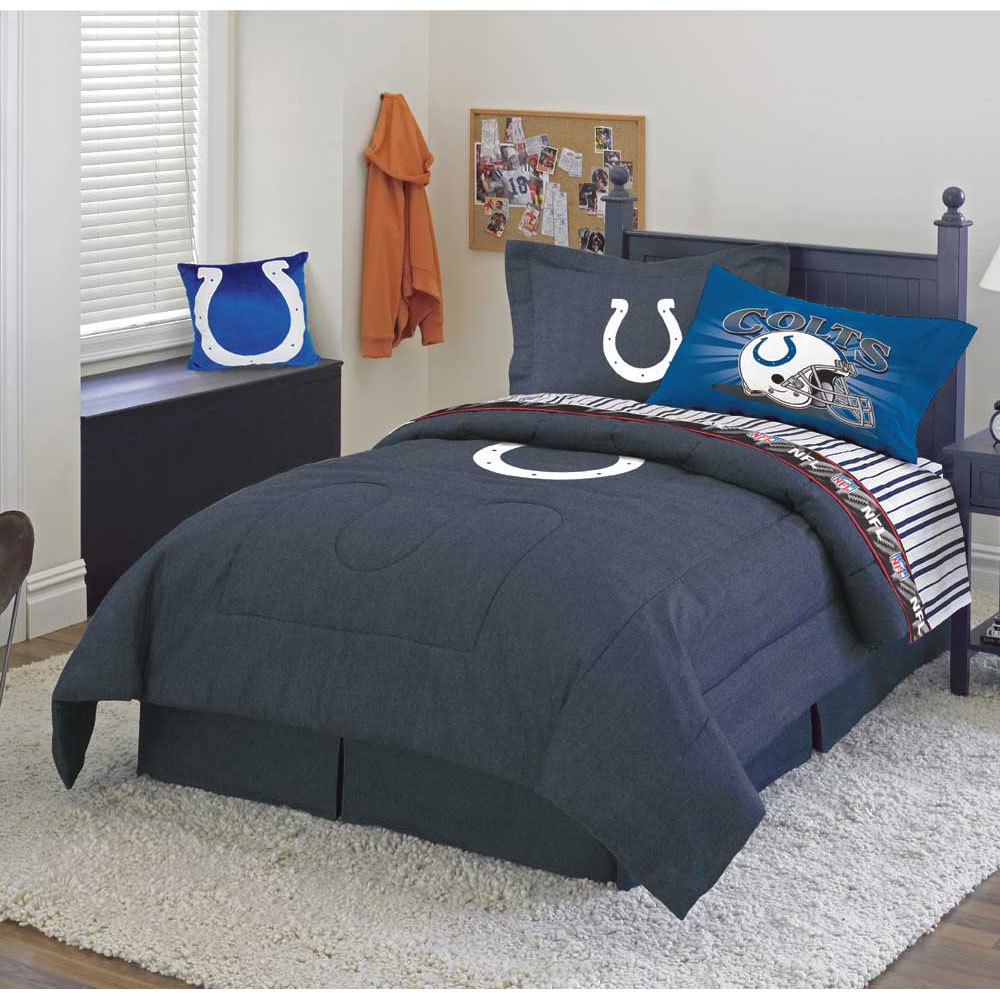 Indianapolis Colts Blue Denim Queen Comforter Sheet Set
