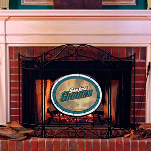 San Jose Sharks Nhl Stained Glass Fireplace Screen