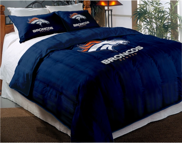 Denver Broncos Nfl Twin Chenille Embroidered Comforter Set With 2