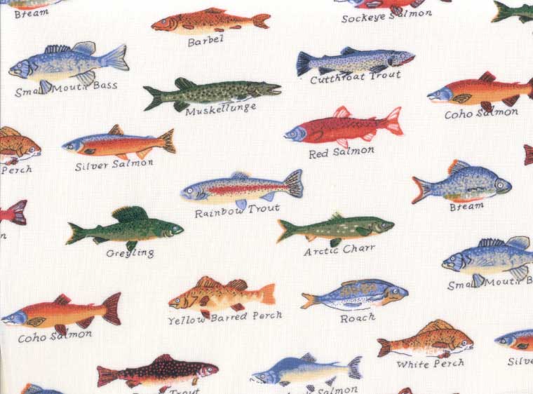 Gone Fishing Sheet Set Creme Fish Print