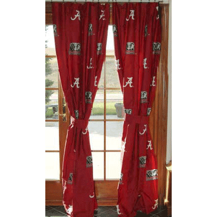 Alabama Crimson Tide 100% Cotton Sateen Short Window Drapes 63 quot Red