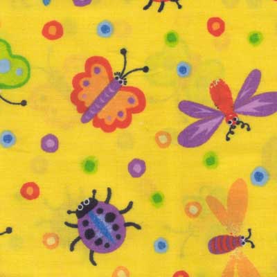 Bug Off Fabric by the Yard - Yellow Bug