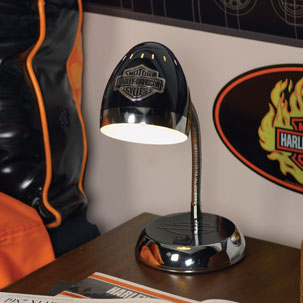 Chrome & Black HD-HD-863 Harley-Davidson Bar & Shield Logo Clip Desk Lamp