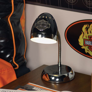Harley Davidson Motorcycle Chrome And Black Desk Lamp