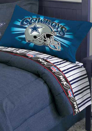 Dallas Cowboys Queen Size Pinstripe Sheet Set