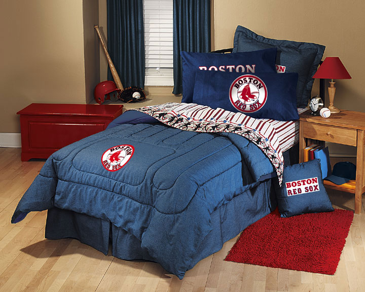 Boston Red Sox Team Denim Twin Comforter / Sheet Set