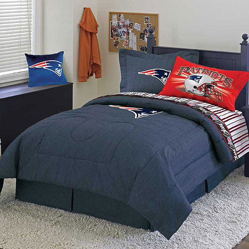 New England Patriots NFL Team Denim Twin Comforter / Sheet Set