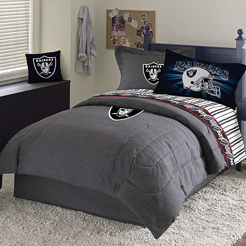 Oakland Raiders Nfl Team Denim Queen Comforter Sheet Set