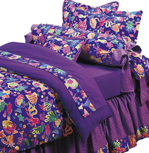 Wanda Royal Gathered Bed Skirt - Purple Dots
