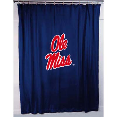 Blue College Covers NCAA Mississippi Ole Miss Rebels Big Logo Shower Curtain 72 x 70 
