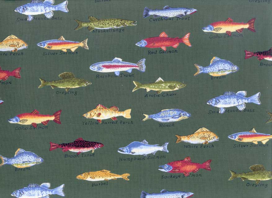 Gone Fishing Pillow Case - Green Fish