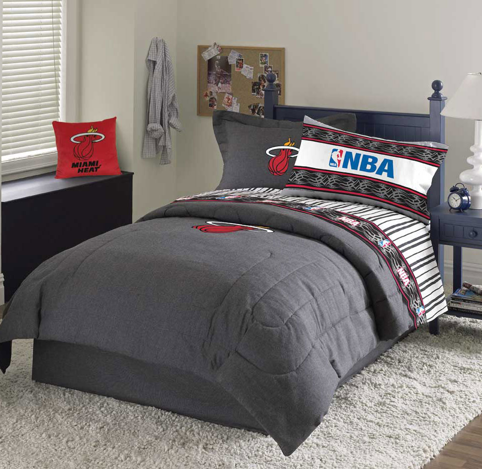 Miami Heat Team Denim Twin Comforter / Sheet Set