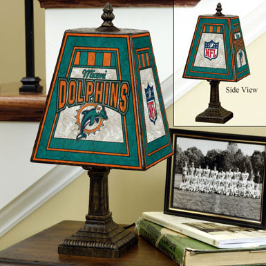 Miami Dolphins Nfl Art Glass Table Lamp, Miami Dolphins Lamp Shade