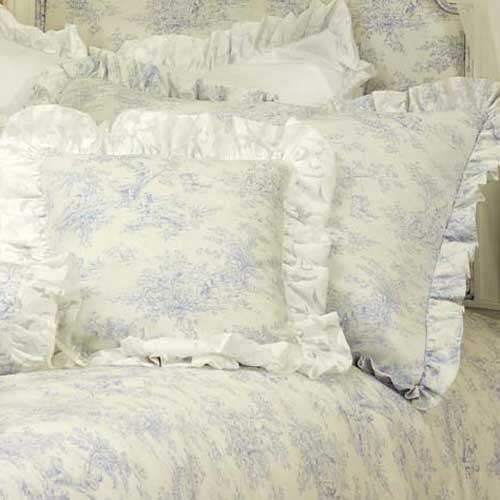 Isabella Blue Toile Ruffled Sham