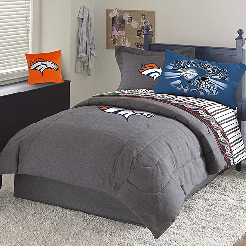 denver broncos nfl team denim full comforter / sheet set