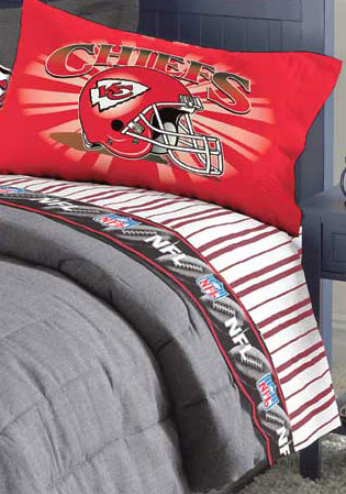 Kansas City Chiefs Queen Size Pinstripe Sheet Set