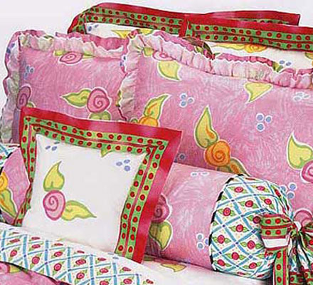 Amanda Fancy Headboard Bolster Pillow - Pink Flower
