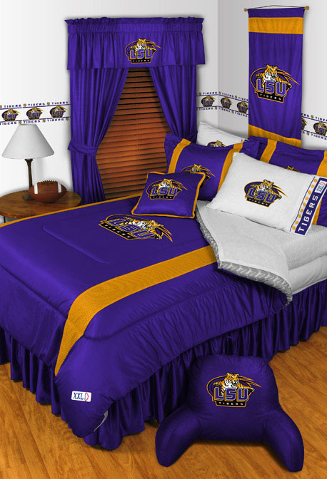 LSU Louisiana State Tigers Side Lines Comforter / Sheet Set