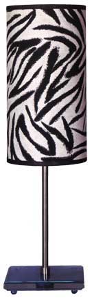 Blue Acrylic Lamp with Zebra Print Cylinder Shade