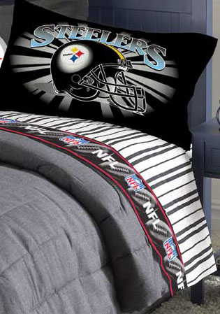 Pittsburgh Steelers Queen Size Pinstripe Sheet Set