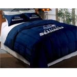 Seattle Seahawks NFL Twin Chenille Embroidered Comforter Set with 2 Shams 64" x 86"