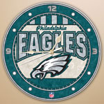 Philadelphia Eagles NFL 12" Round Art Glass Wall Clock