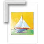 Sailboat II - Contemporary mount print with beveled edge