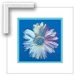 Warhol Daisy, Blue on Blue - Contemporary mount print with beveled edge