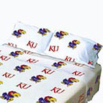 Kansas Jayhawks 100% Cotton Sateen King Pillowcase - White