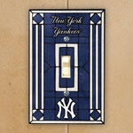 New York Yankees MLB Art Glass Single Light Switch Plate Cover
