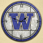 Washington Huskies NCAA College 12" Round Art Glass Wall Clock