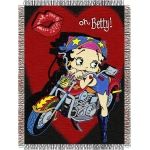 Biker Betty Boop 48" x 60" Metallic Tapestry Throw