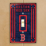 Boston Red Sox MLB Art Glass Single Light Switch Plate Cover