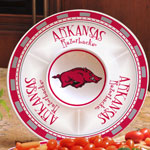 Arkansas Razorbacks NCAA College 14" Ceramic Chip and Dip Tray