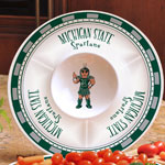 Michigan State Spartans NCAA College 14" Ceramic Chip and Dip Tray